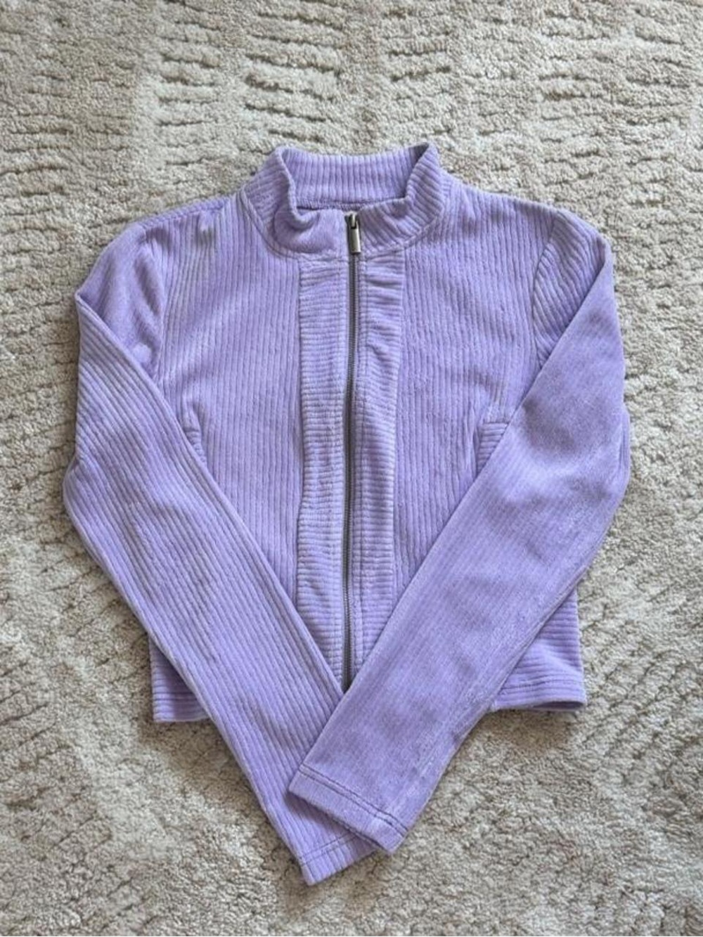 Women’s Lavender Ribbed Zip-Front Jacket